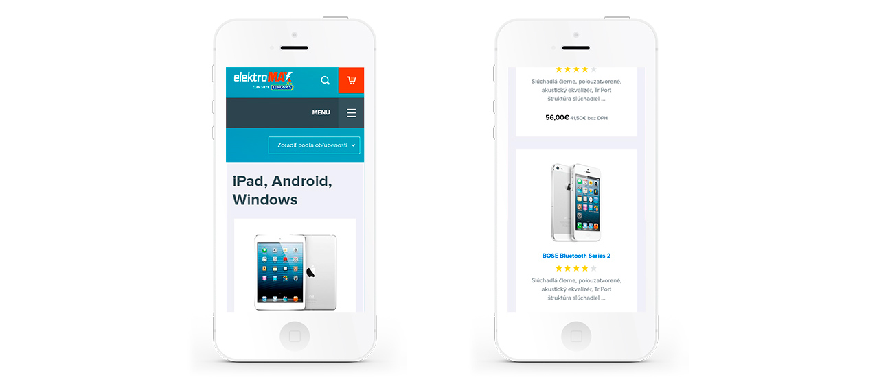 Eshop na smartfóne, design je respozívny Eshop na smartfóne, design je respozívny