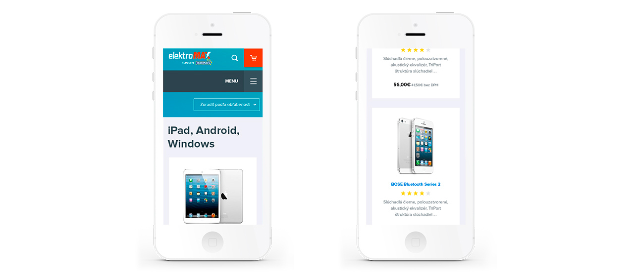 Eshop na smartfóne, design je respozívny
